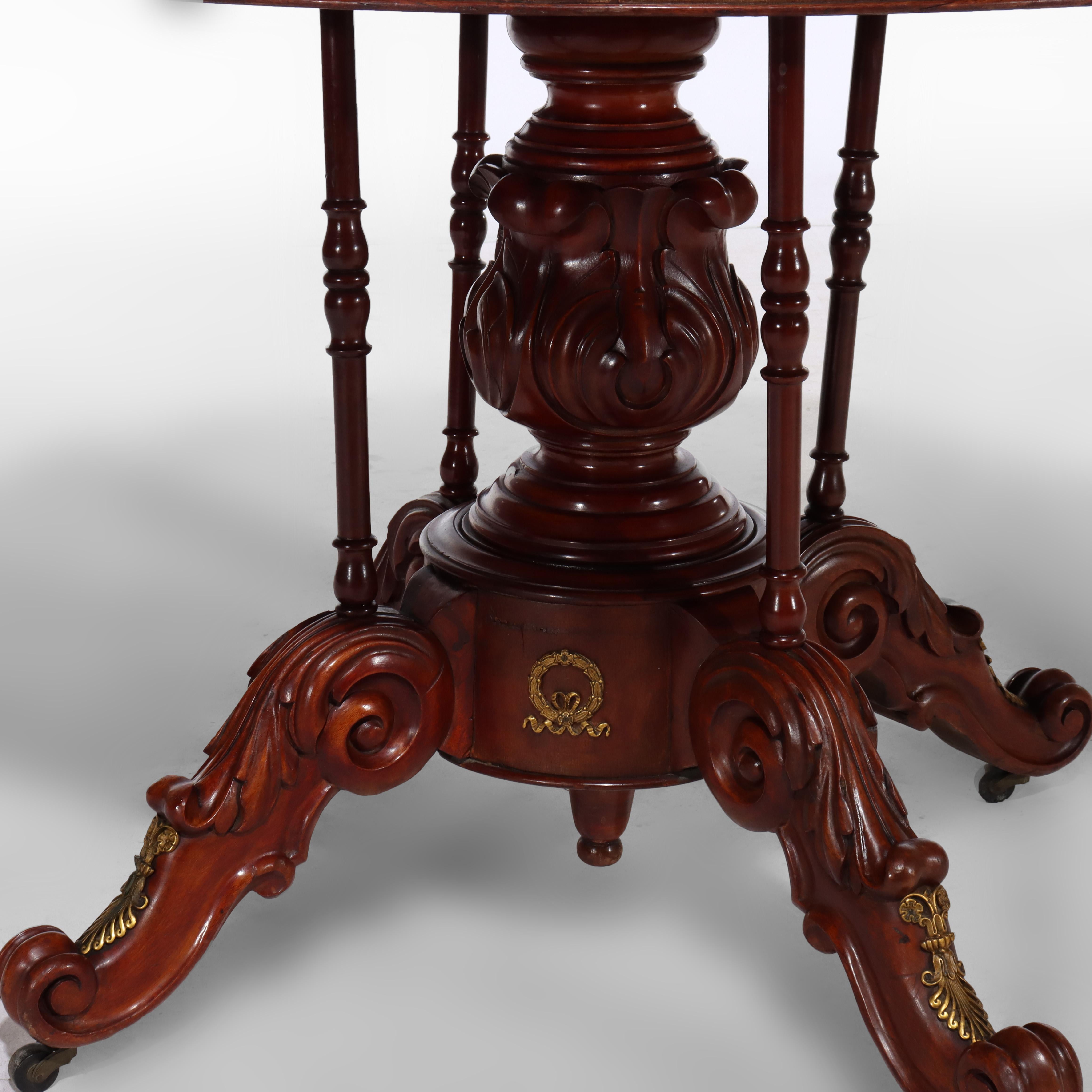 French Empire Kingwood, Rosewood, Rouge Marble & Ormolu Center Table 19thC In Good Condition For Sale In Big Flats, NY