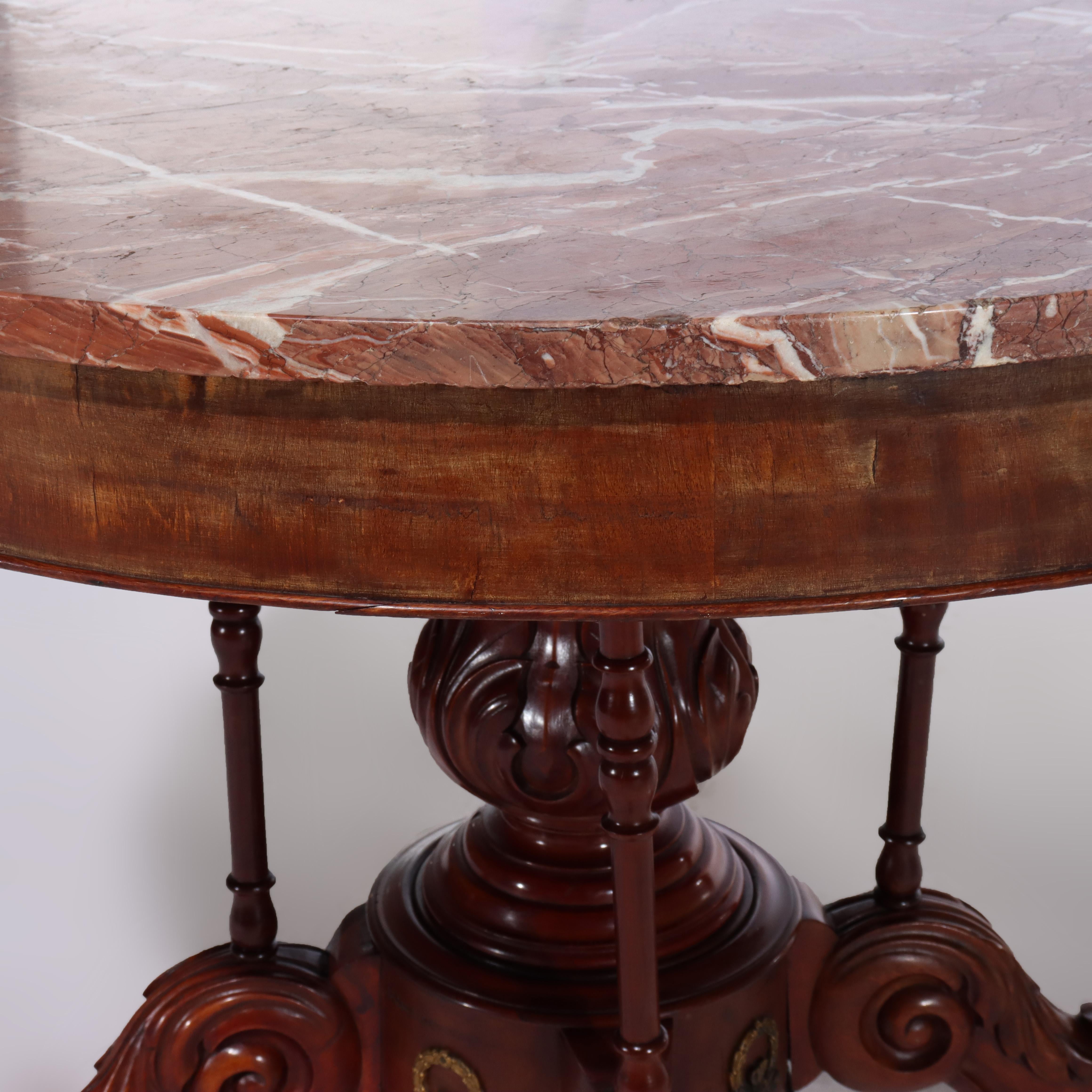 French Empire Kingwood, Rosewood, Rouge Marble & Ormolu Center Table 19thC For Sale 2
