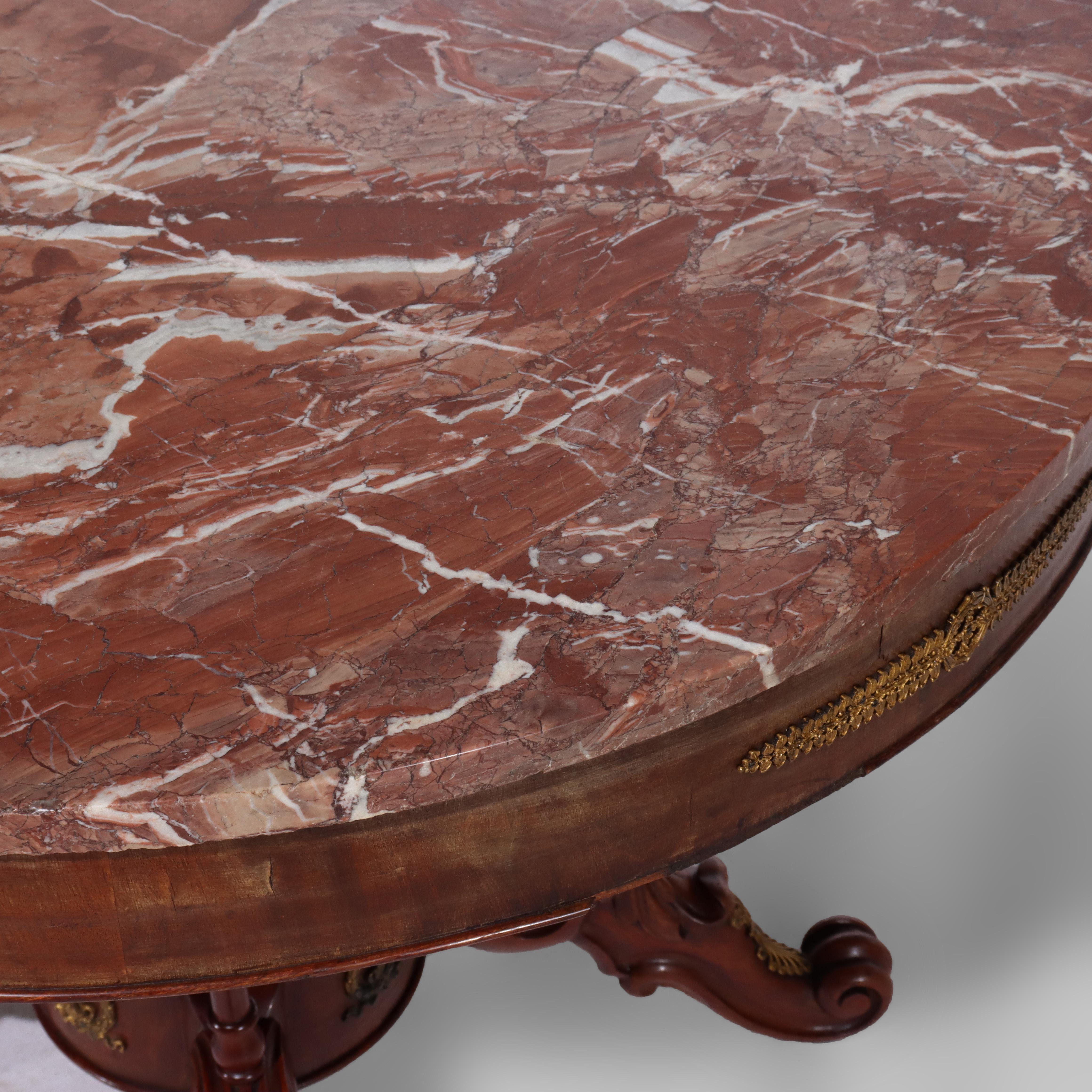 French Empire Kingwood, Rosewood, Rouge Marble & Ormolu Center Table 19thC For Sale 3