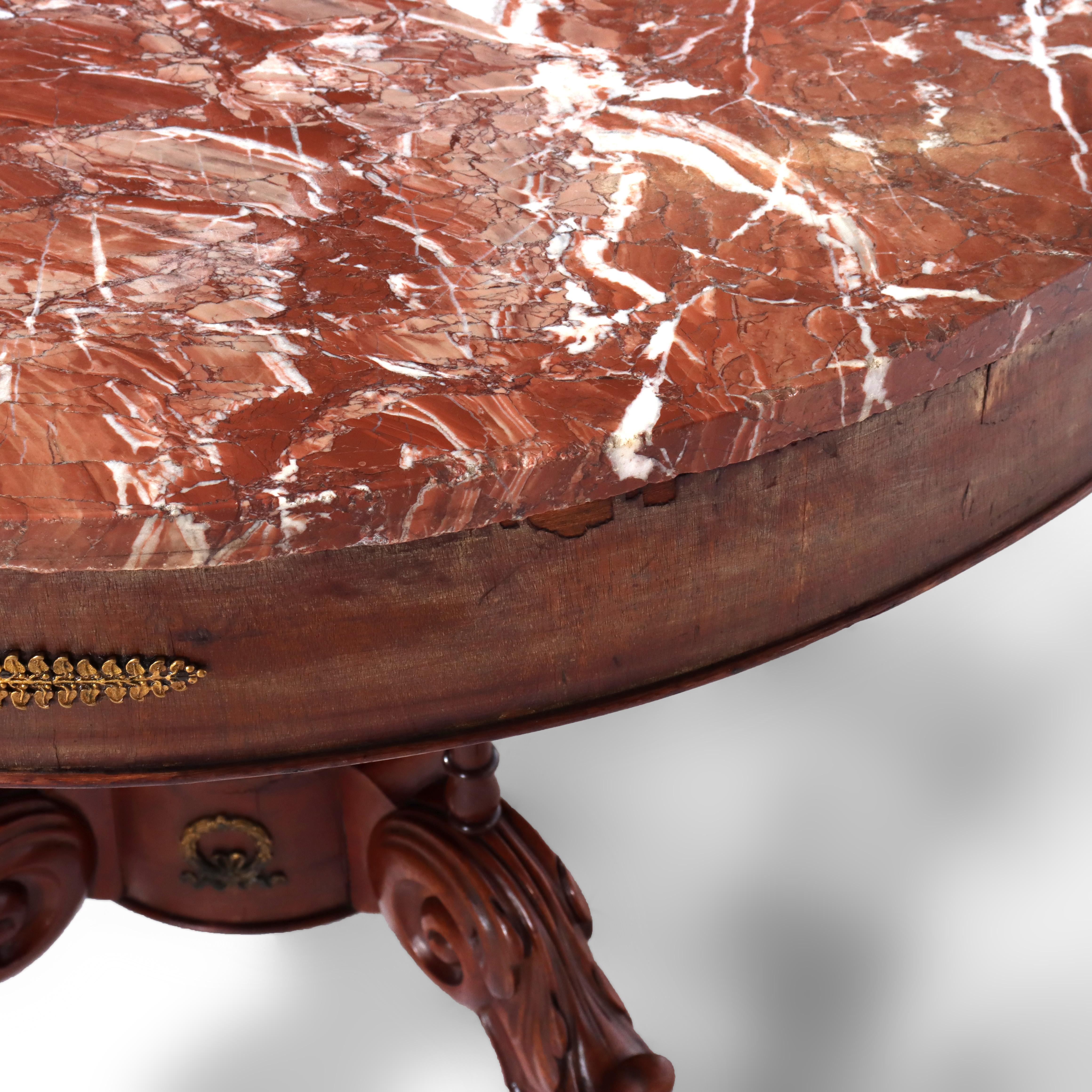 French Empire Kingwood, Rosewood, Rouge Marble & Ormolu Center Table 19thC For Sale 4