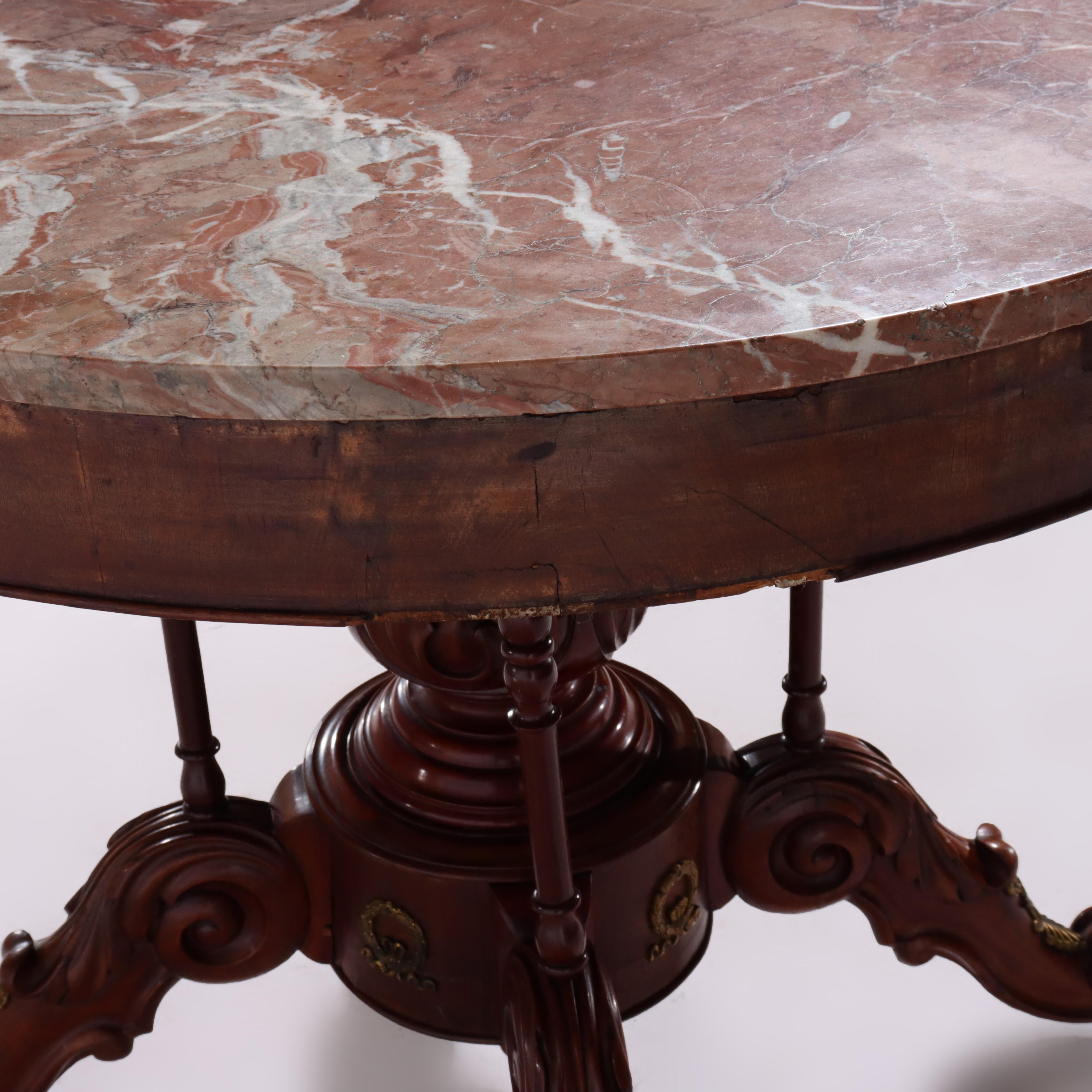 French Empire Kingwood, Rosewood, Rouge Marble & Ormolu Center Table 19thC For Sale 5