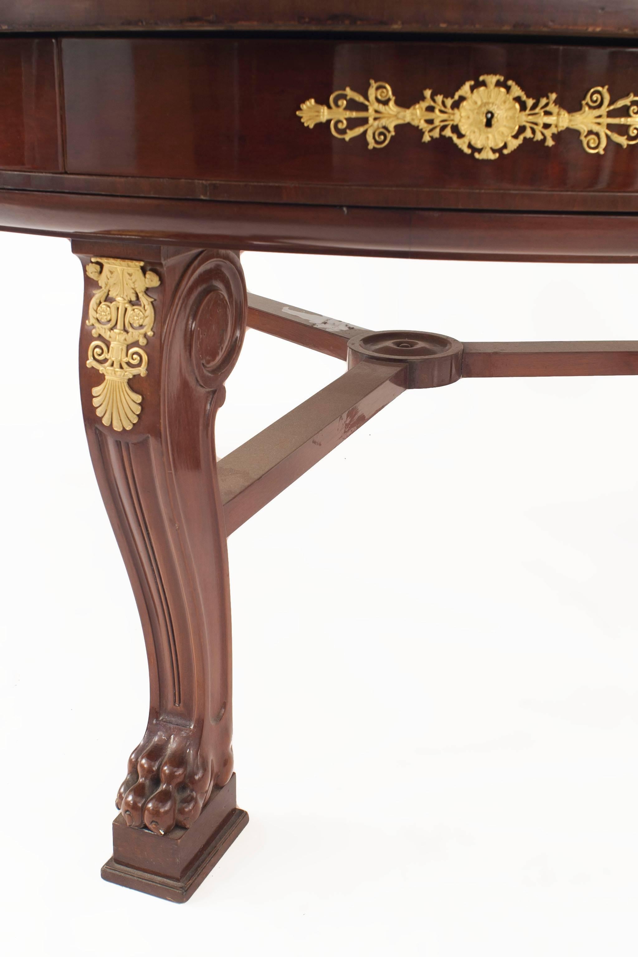 19th Century French Empire Potheau Mahogany and Gilt Center Table For Sale