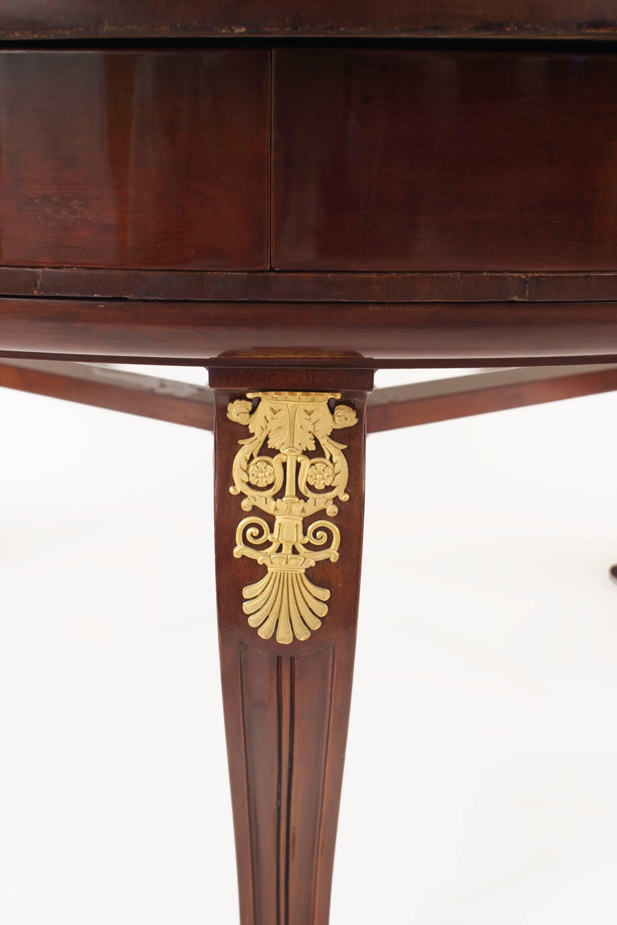 Bronze French Empire Potheau Mahogany and Gilt Center Table For Sale
