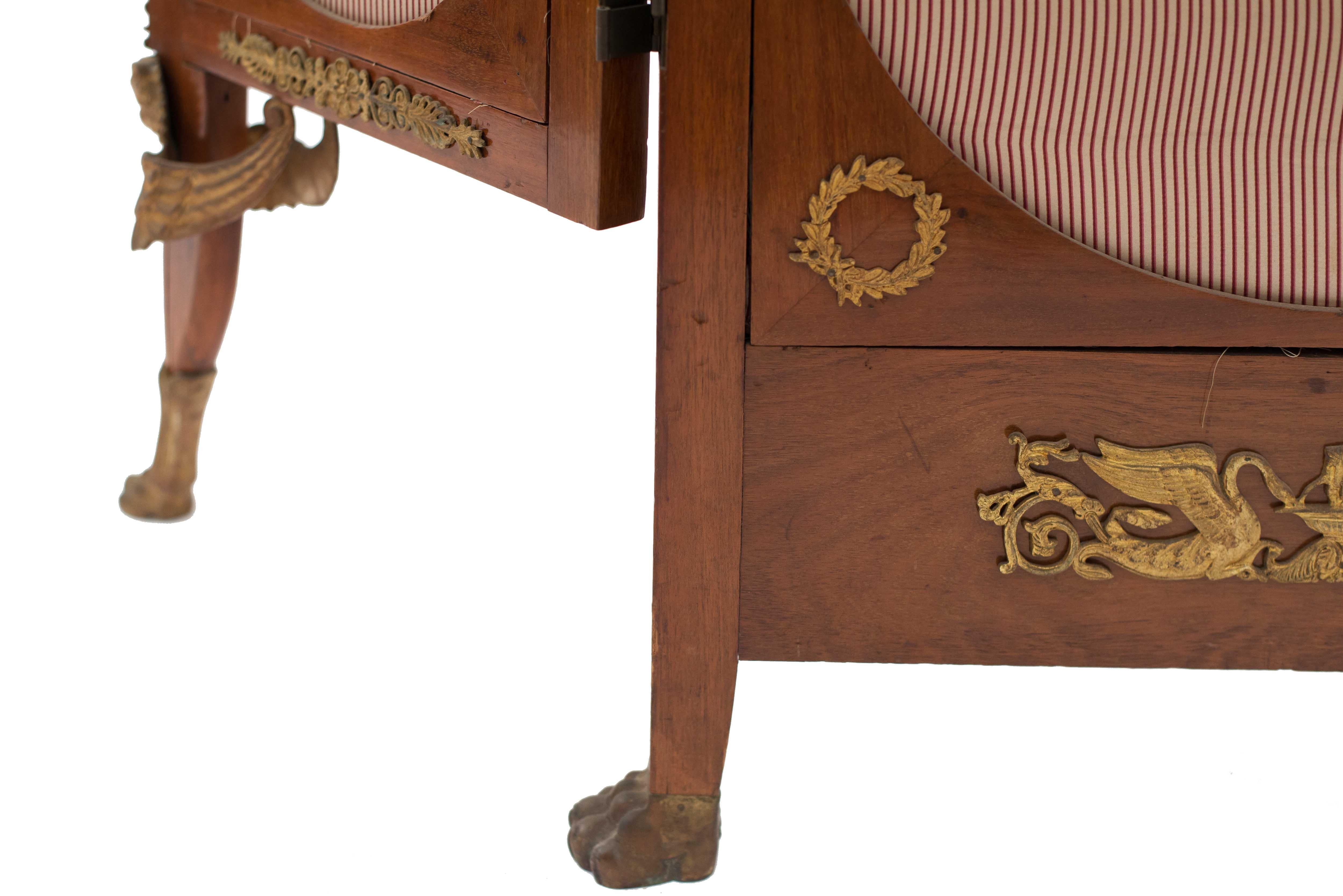 French Empire Mahogany 3-Fold Screen In Good Condition For Sale In Queens, NY