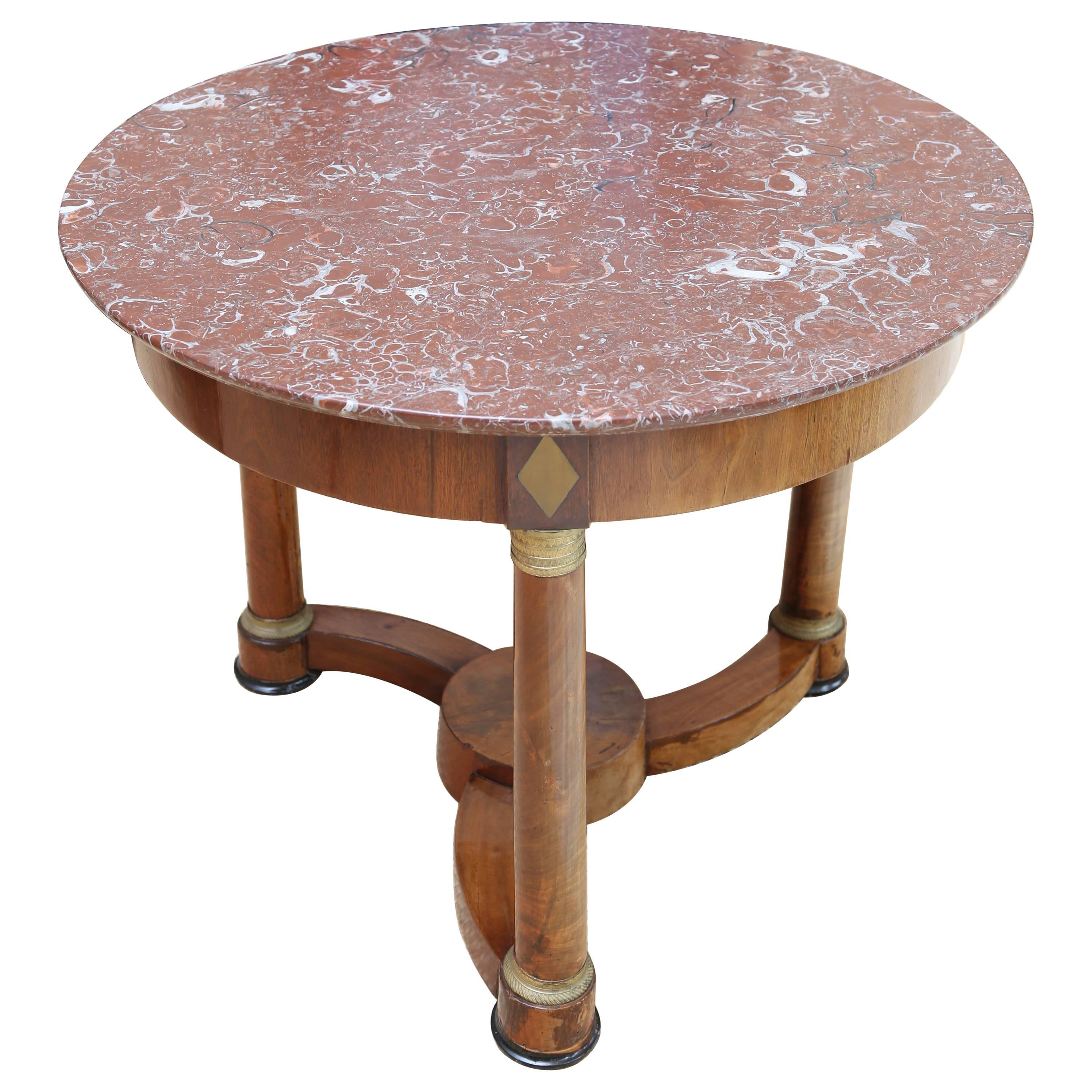 French Empire Mahogany and Brass Centre Table For Sale