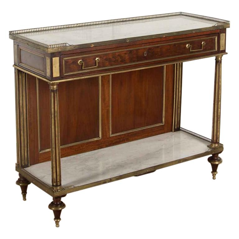 French Empire Mahogany and Marble Console Table