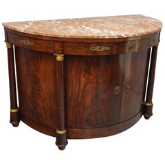 French Empire Mahogany and Marble Side Cabinet