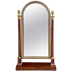 Miroir chevalet de style Empire français en acajou et bronze doré