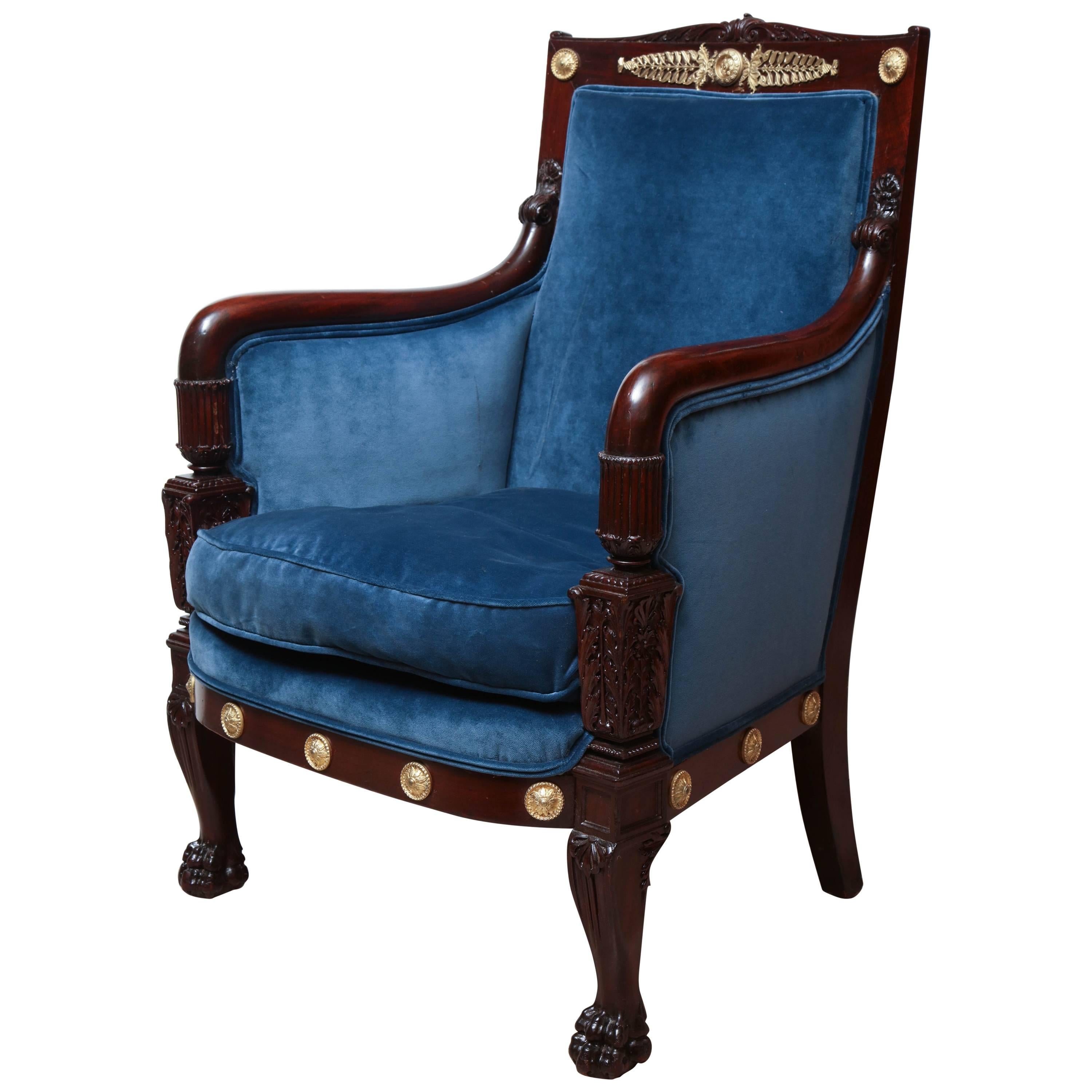 French Empire Mahogany Bergere