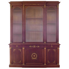 French Empire Mahogany Breakfront Cabinet