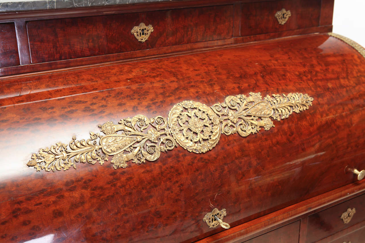 French Empire Mahogany Bureau à Cylindre Writing Table, circa 1810 For Sale 1