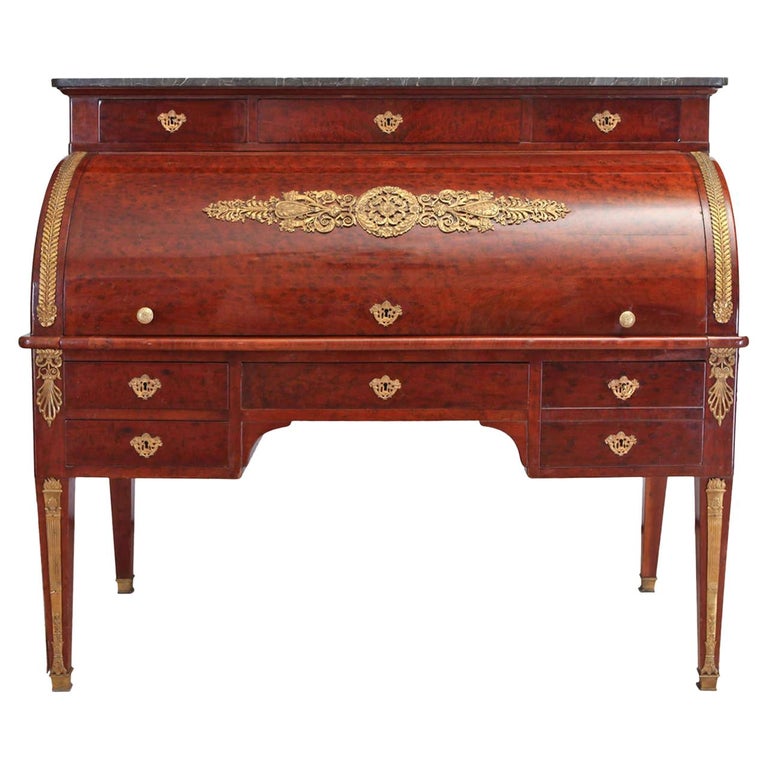 French Empire Mahogany Bureau à Cylindre Writing Table, circa 1810 For Sale  at 1stDibs