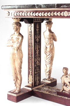 French Empire Revival Mahogany Center Table After Jacob-Desmalter