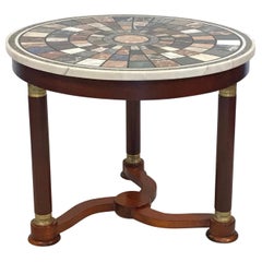 French Empire Mahogany Center Table with Stone Specimen Top, circa 1830