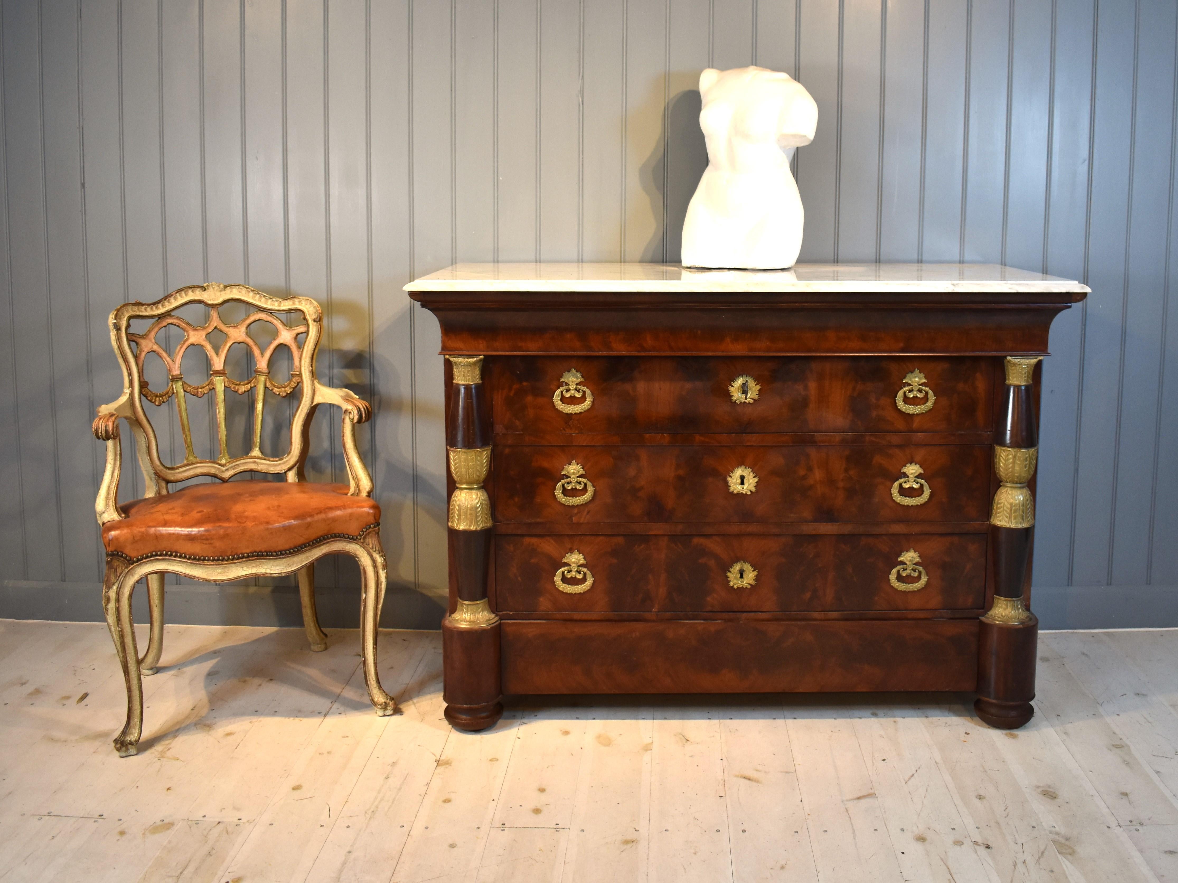 Mahogany French Empire mahogany chest of drawers For Sale