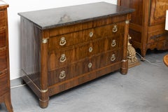 French Empire Mahogany Commode with Black Marble Top
