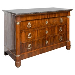 French Empire Mahogany Commode with Black Marble Top