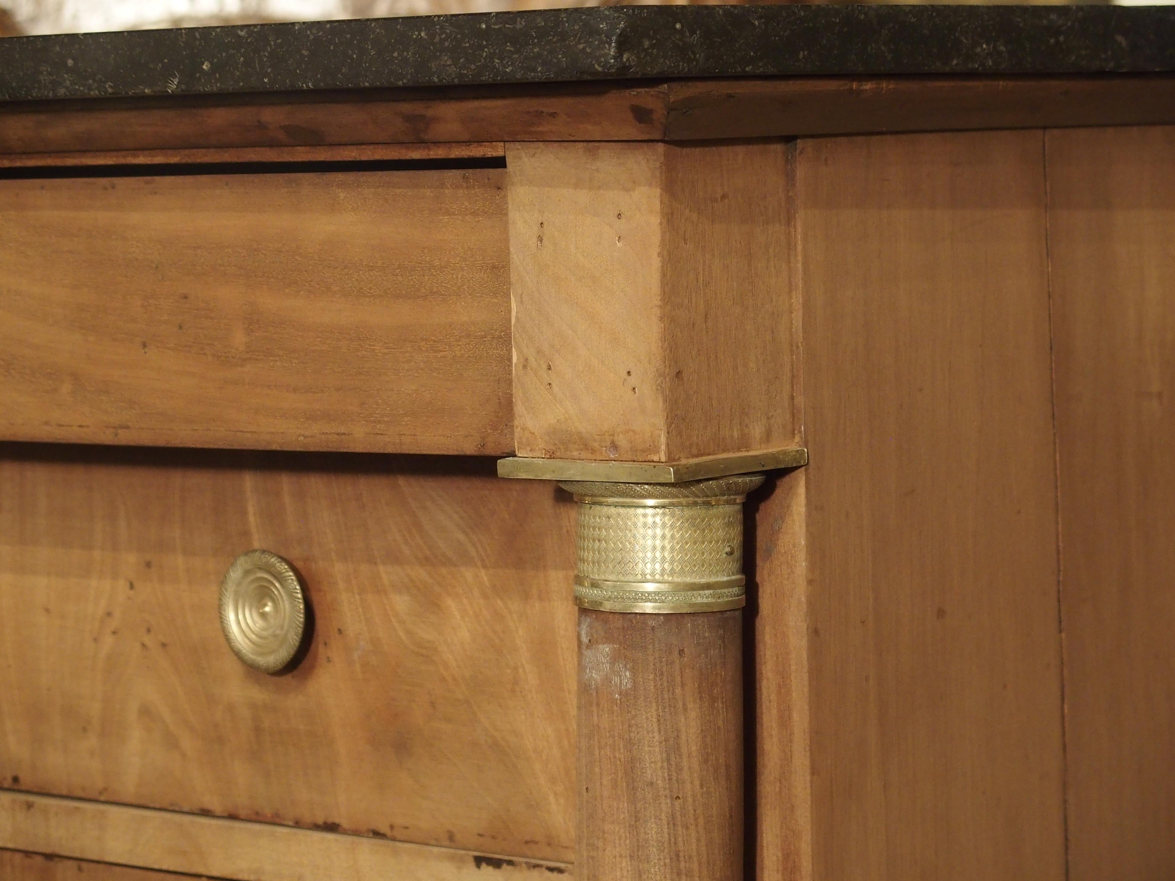 French Empire Mahogany Commode with Bluestone Top and Gilt Bronze Hardware For Sale 6