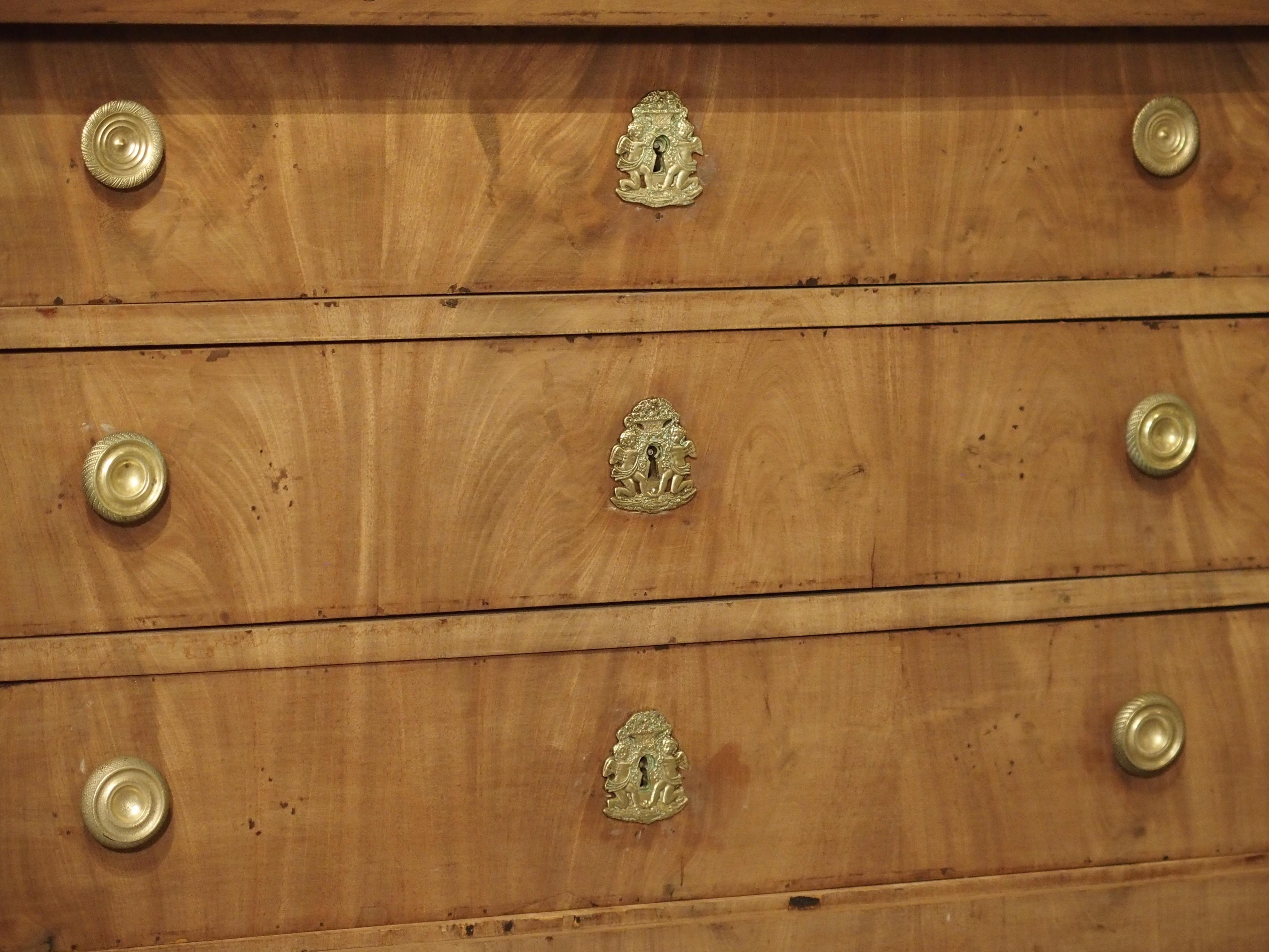 Bleached French Empire Mahogany Commode with Bluestone Top and Gilt Bronze Hardware For Sale