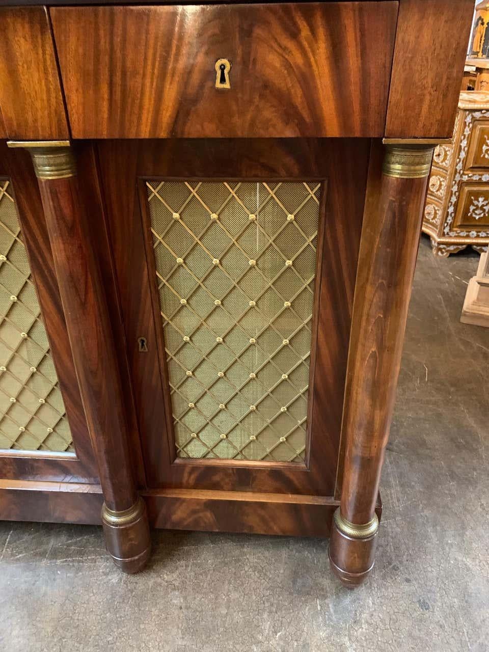French Empire Mahogany Credenza with Black Marble Top In Good Condition In Dallas, TX