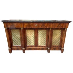 French Empire Mahogany Credenza with Black Marble Top