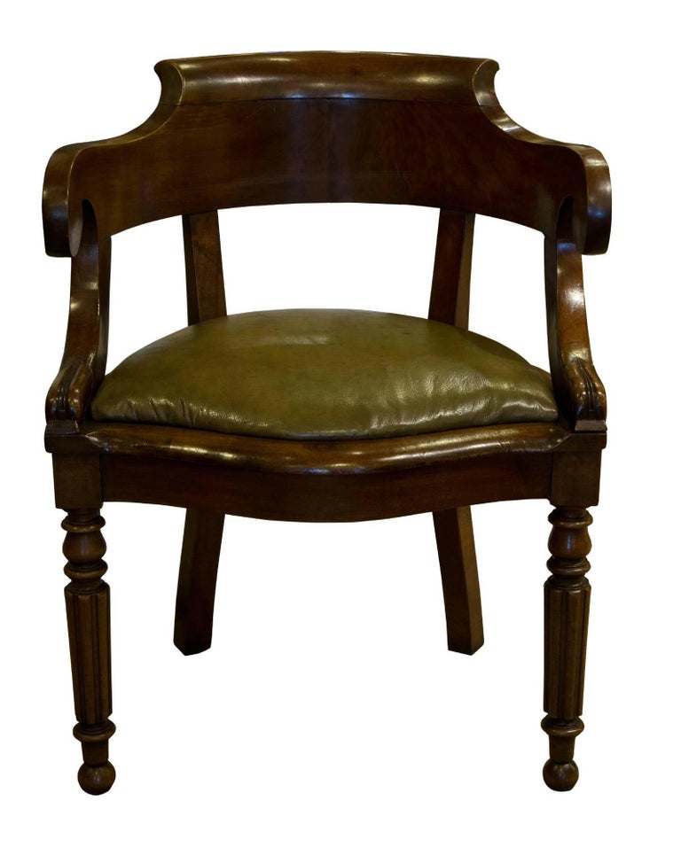 French Empire Mahogany Desk Chair, circa 1840 For Sale at 1stDibs