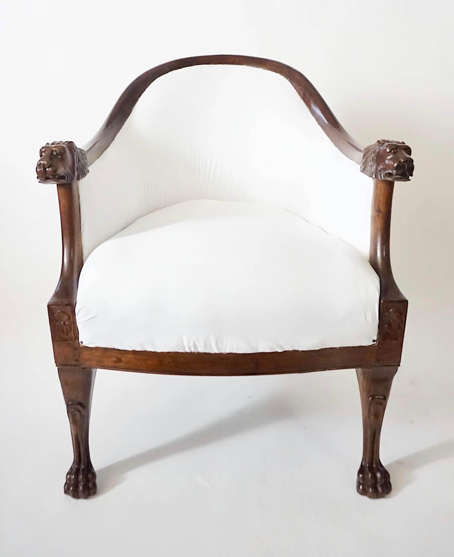 French Empire Mahogany 'Egyptian' Bergère Attributed to Desmalter, circa 1805 In Good Condition For Sale In Kinderhook, NY