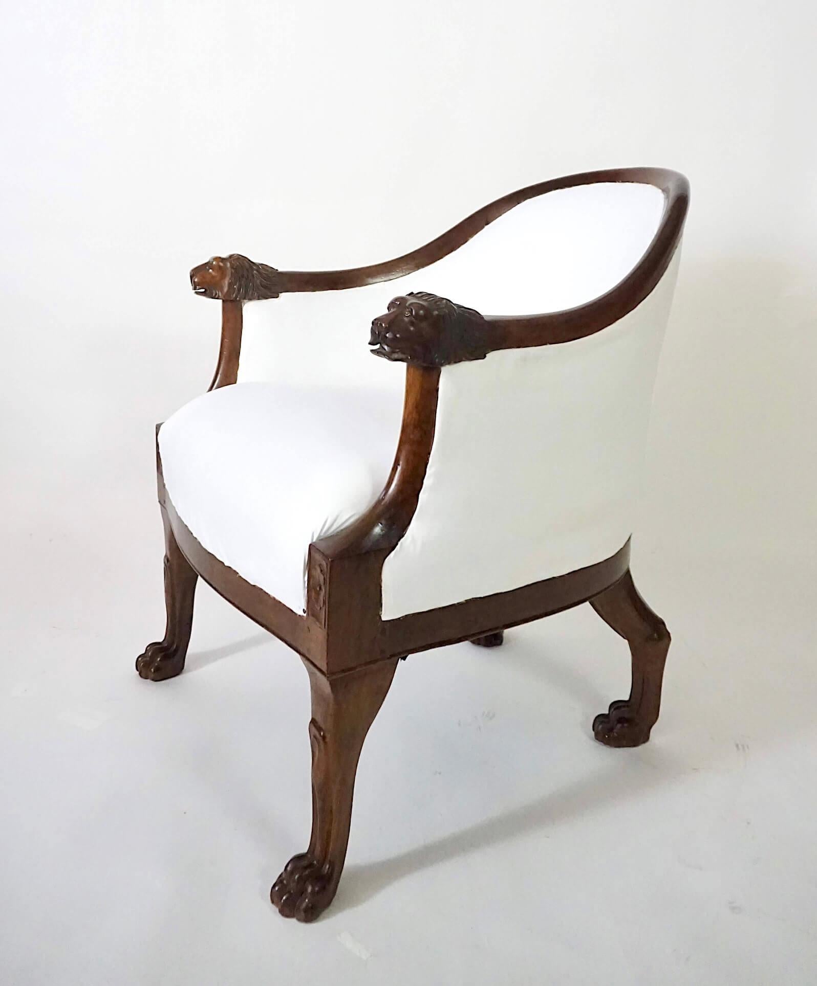 19th Century French Empire Mahogany 'Egyptian' Bergère Attributed to Desmalter, circa 1805 For Sale