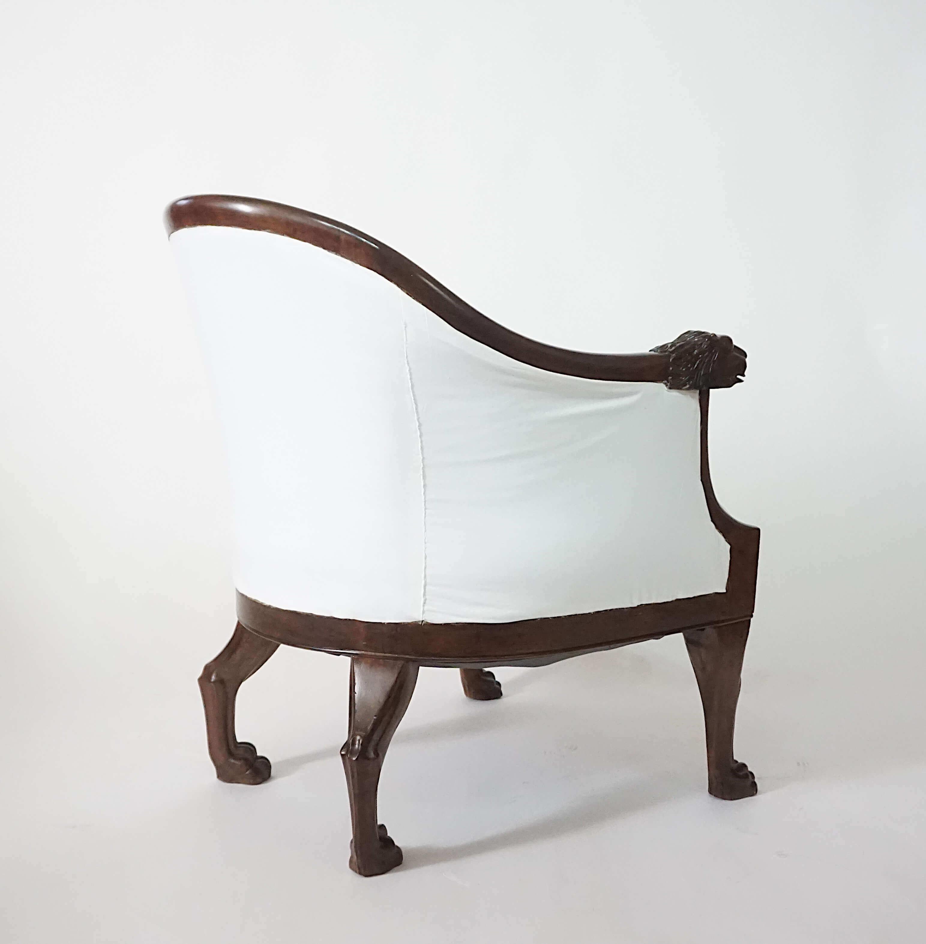French Empire Mahogany 'Egyptian' Bergère Attributed to Desmalter, circa 1805 For Sale 1