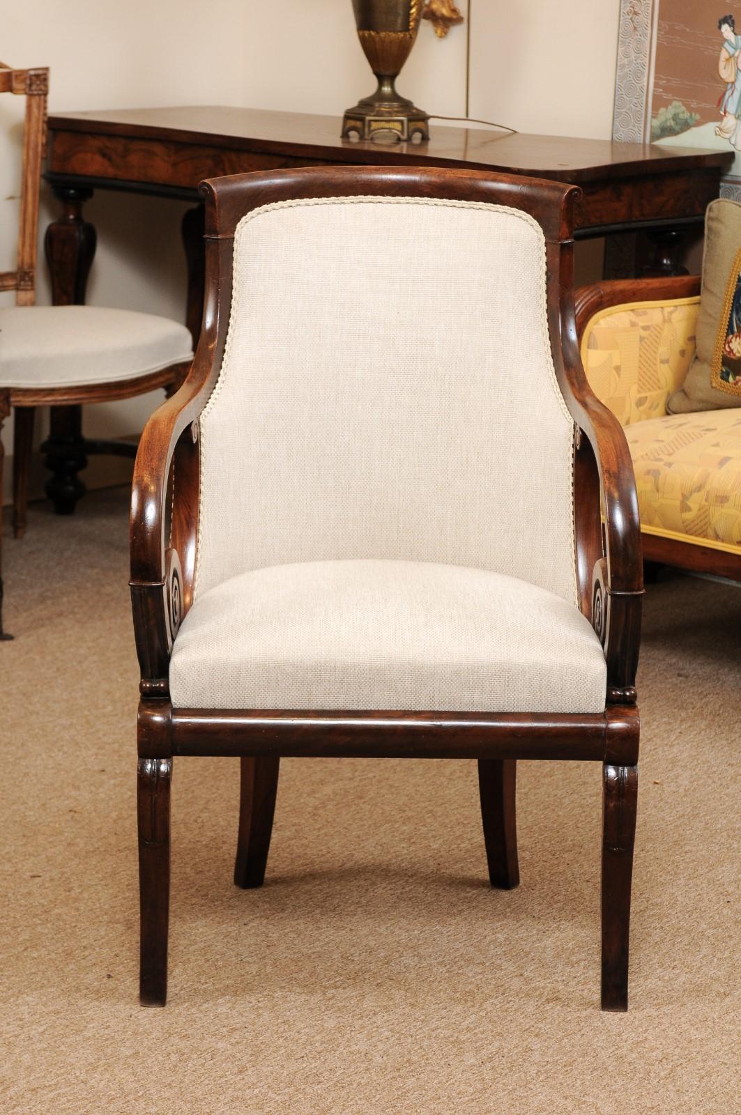 French Empire Mahogany Fauteuil, Early 19th Century 9