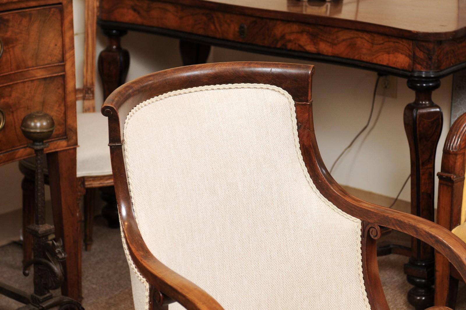 French Empire Mahogany Fauteuil, Early 19th Century In Good Condition In Atlanta, GA