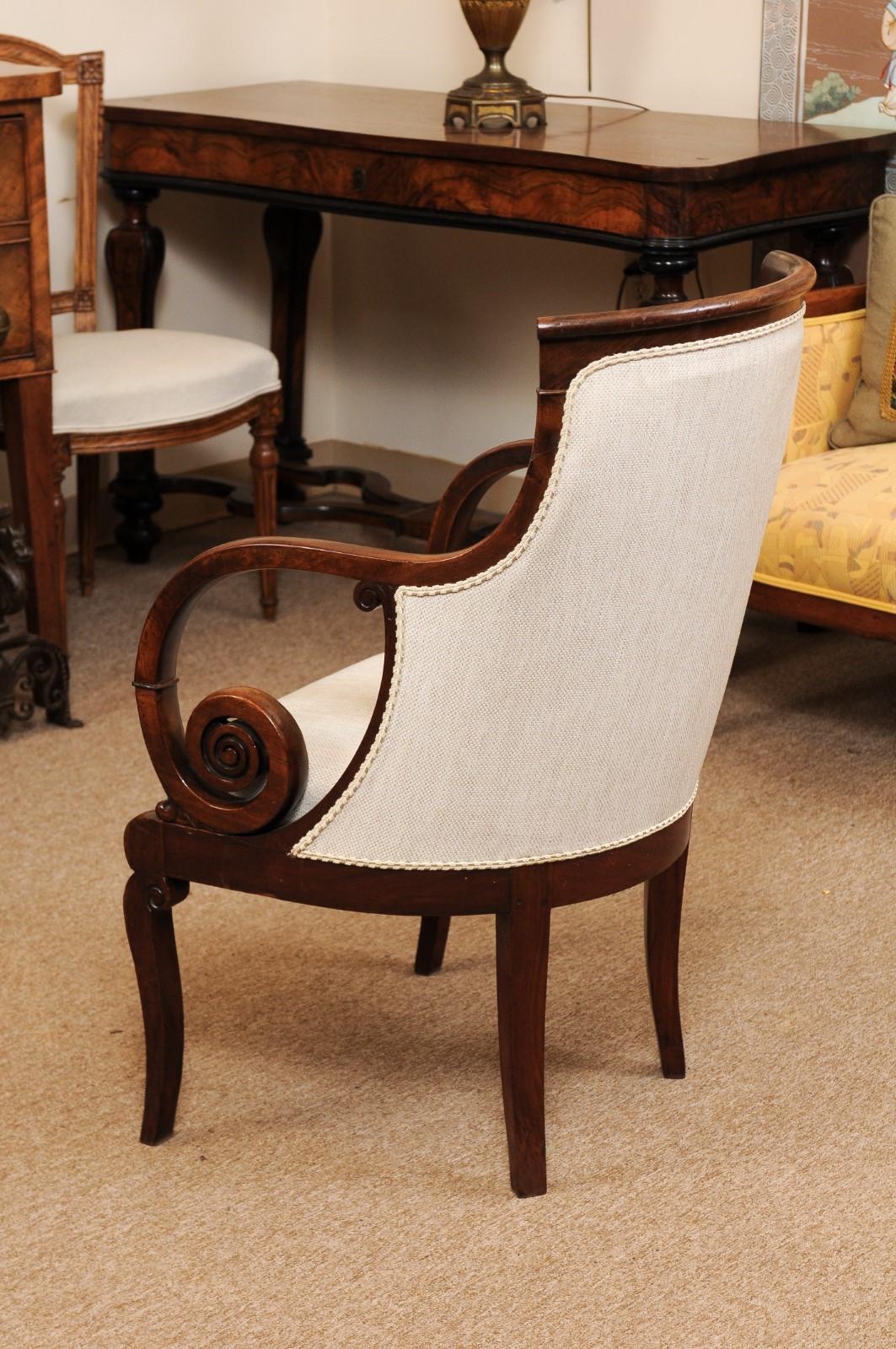 French Empire Mahogany Fauteuil, Early 19th Century 4