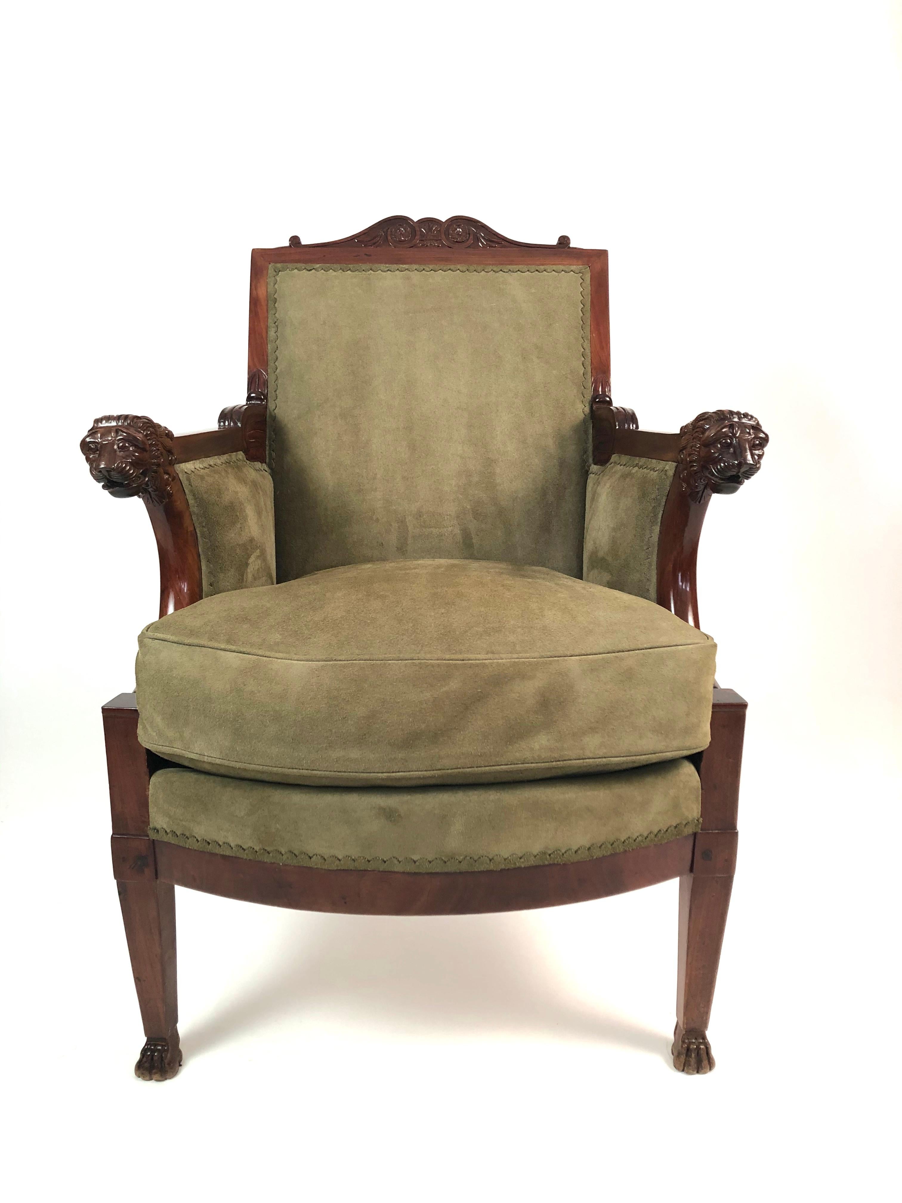 empire regency chairs with lions heads sntique