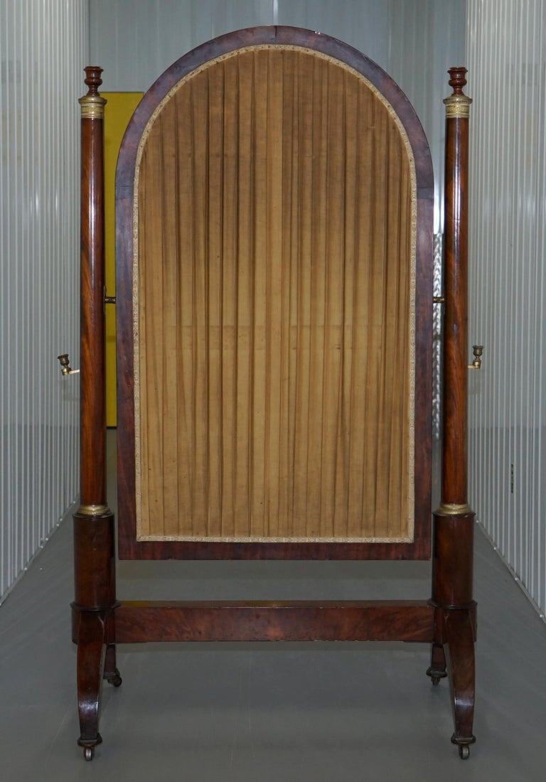 French Empire Hardwood and Gilt Metal with Candles Cheval Mirror, circa 1810 For Sale 9
