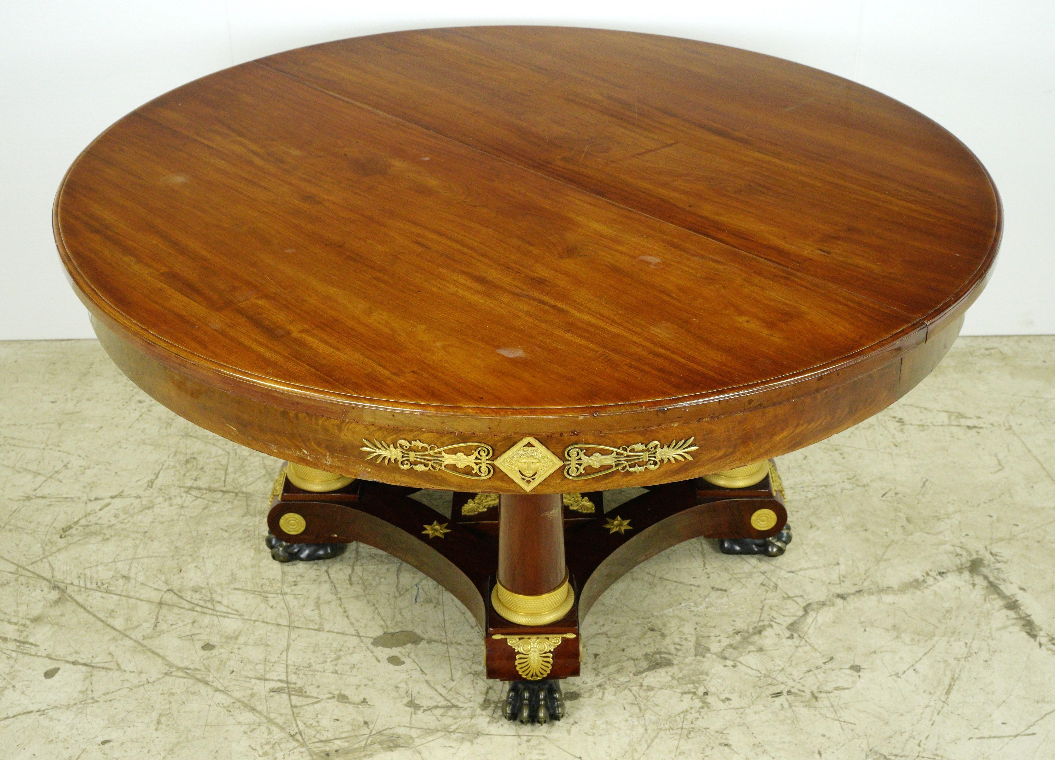 French Empire Mahogany Grand Dining Room Table Set For Sale 5