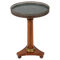 French Empire Mahogany Green Marble Gueridon Table