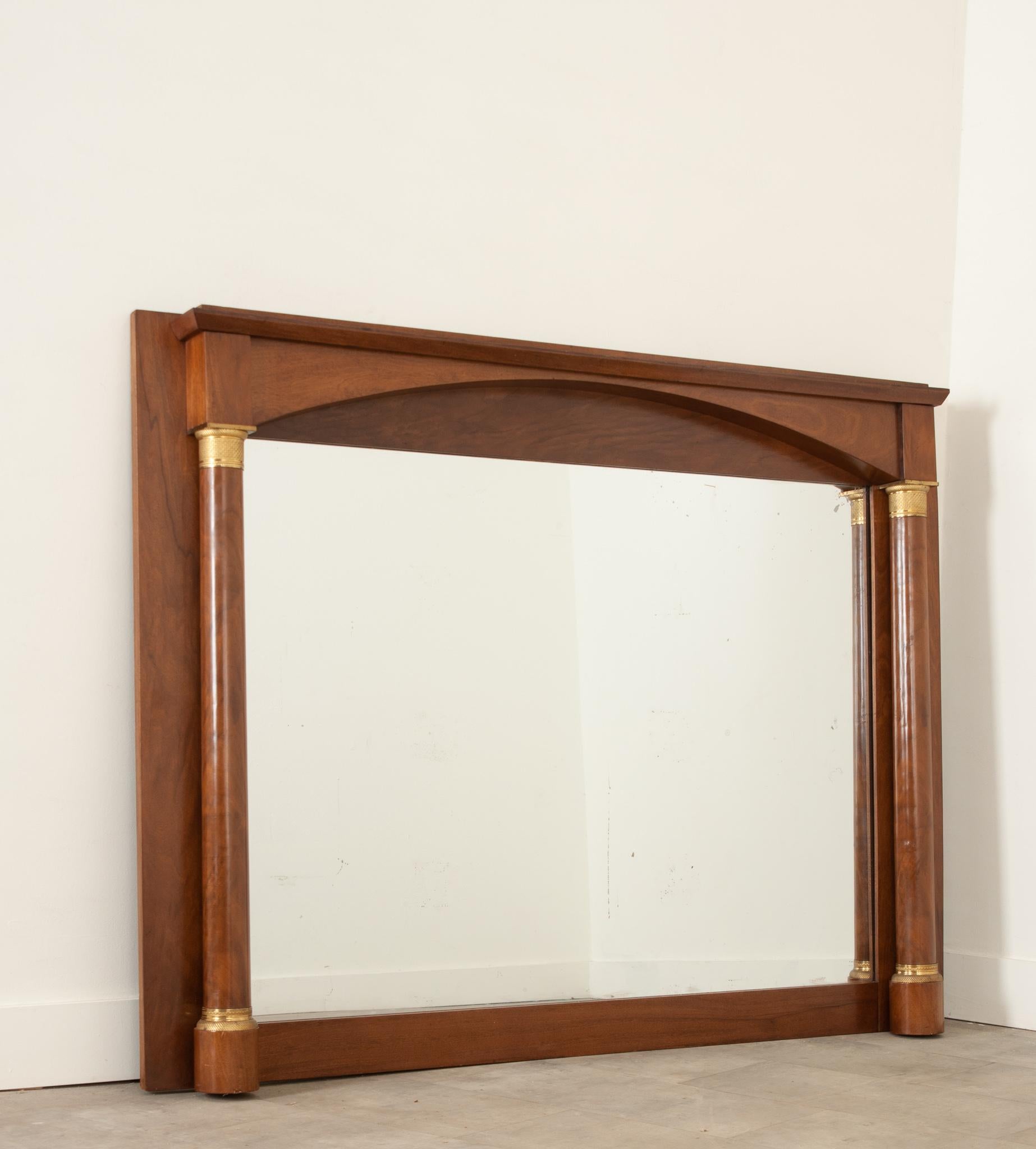 Cast French Empire Mahogany Mantle Mirror For Sale