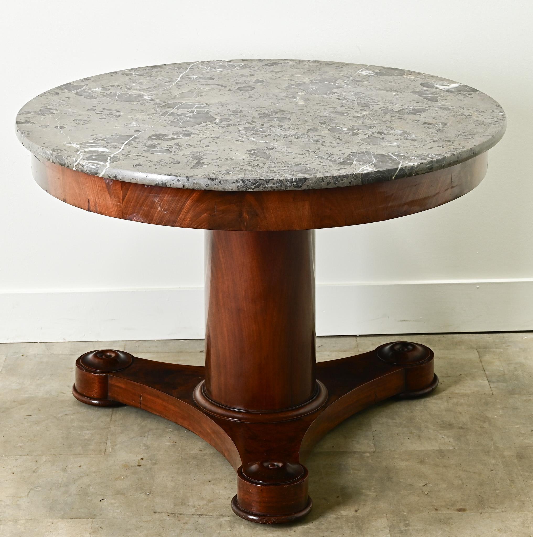 Hand-Crafted French Empire Mahogany & Marble Gueridon For Sale