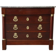 French Empire Mahogany Marble-Top Commode Chest of Drawers, circa 1850