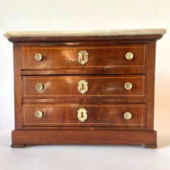 French Empire Mahogany Miniature Chest of Drawers with Marble Top, 1810-1820
