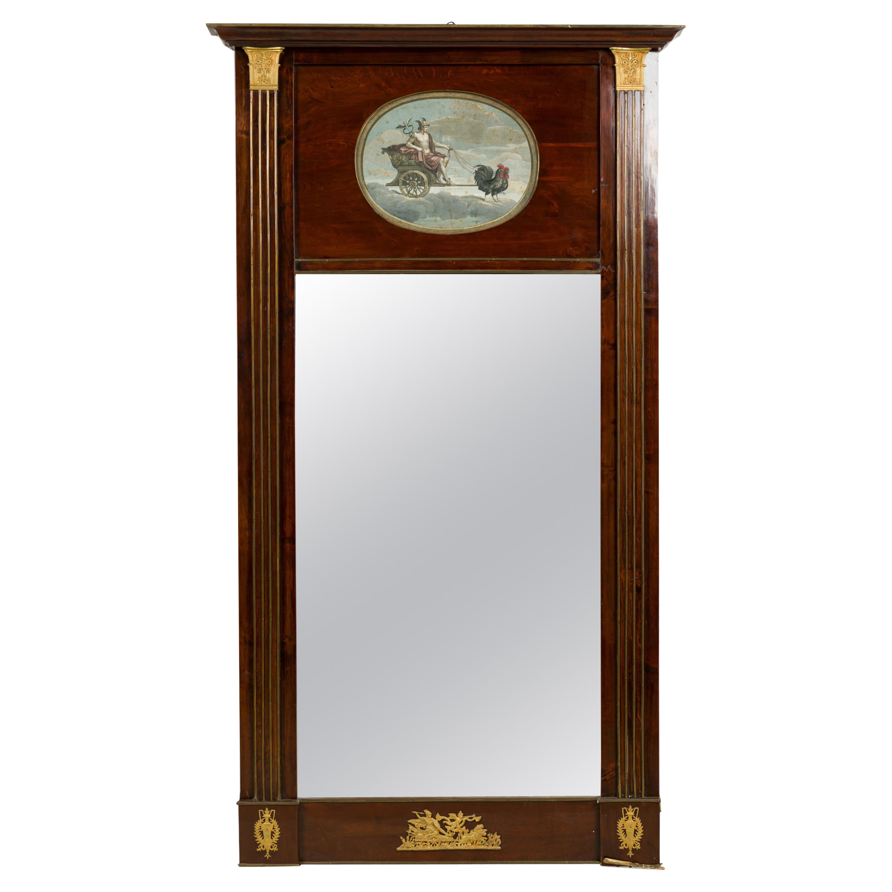 Miroir Empire français en acajou en vente
