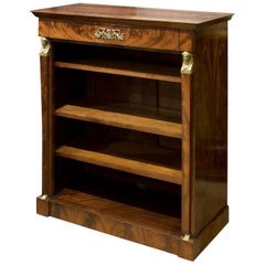 French Empire Mahogany Open Bookcase of Small Proportion, circa 1820