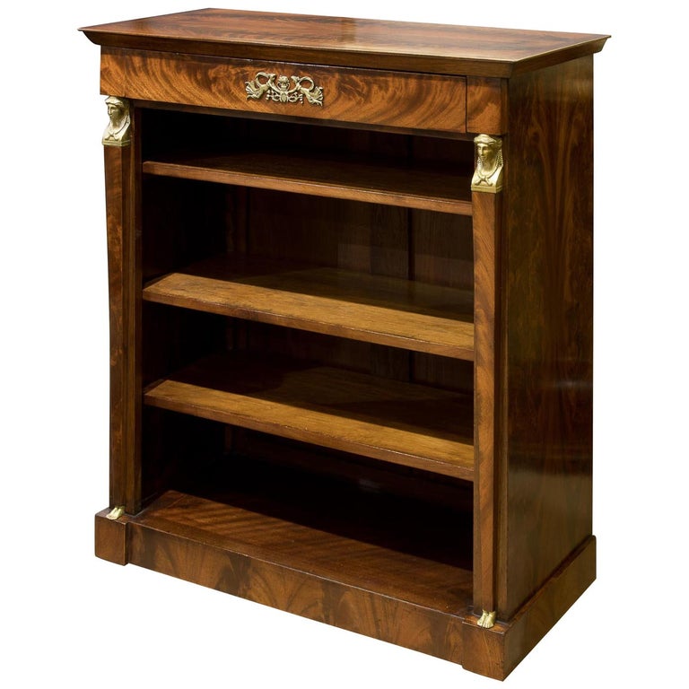 French Empire Mahogany Open Bookcase Of Small Proportion Circa
