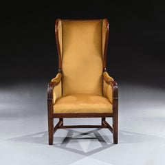 French Empire Mahogany Reclining Wing Back Armchair