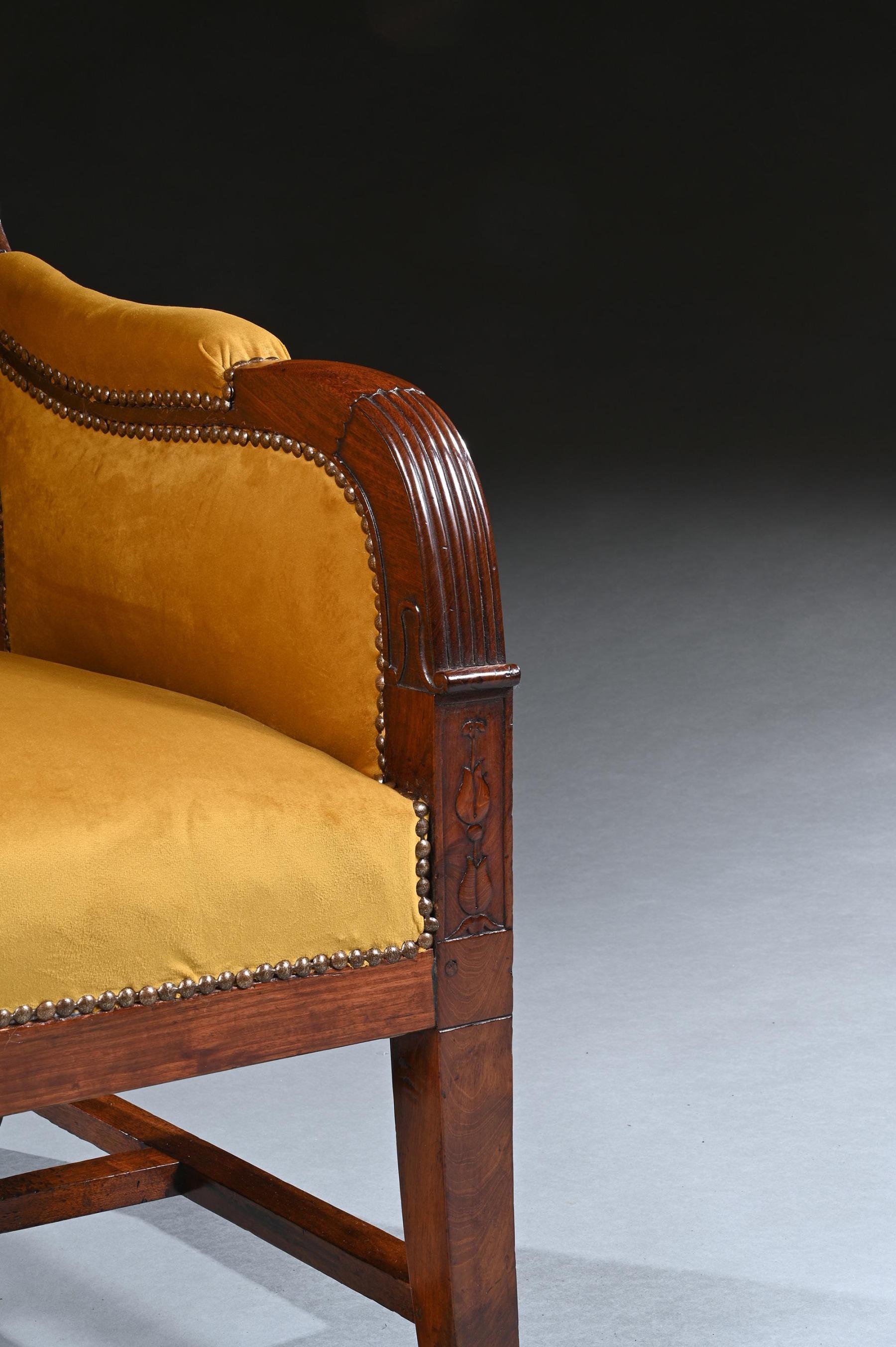 French Empire Mahogany Reclining Wing Back Armchair For Sale 3