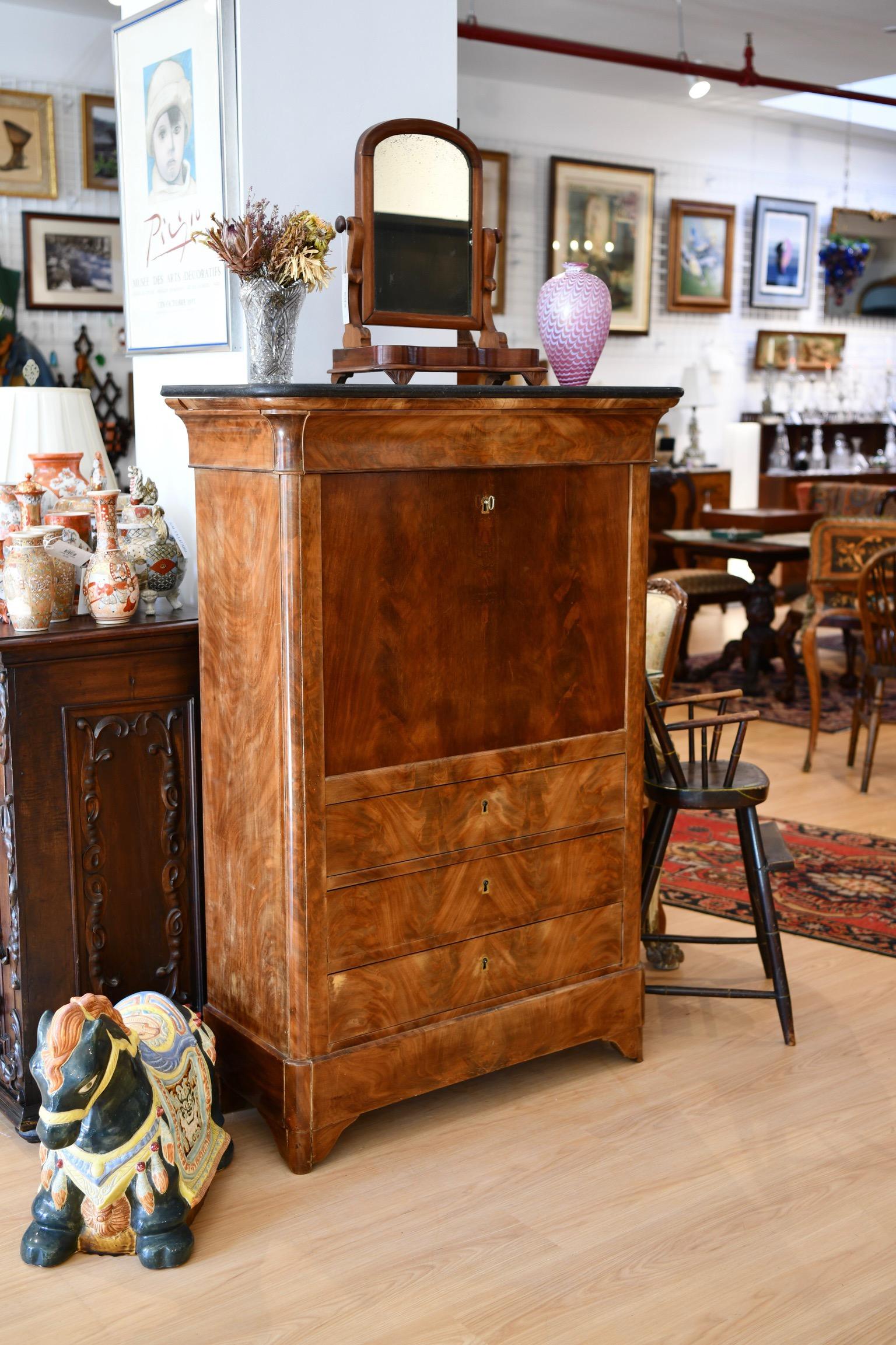 French Empire Mahogany Secretaire Abattant 6