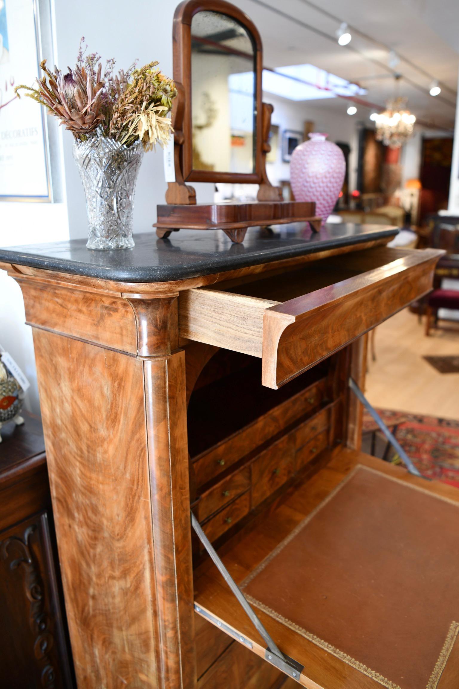 20th Century French Empire Mahogany Secretaire Abattant