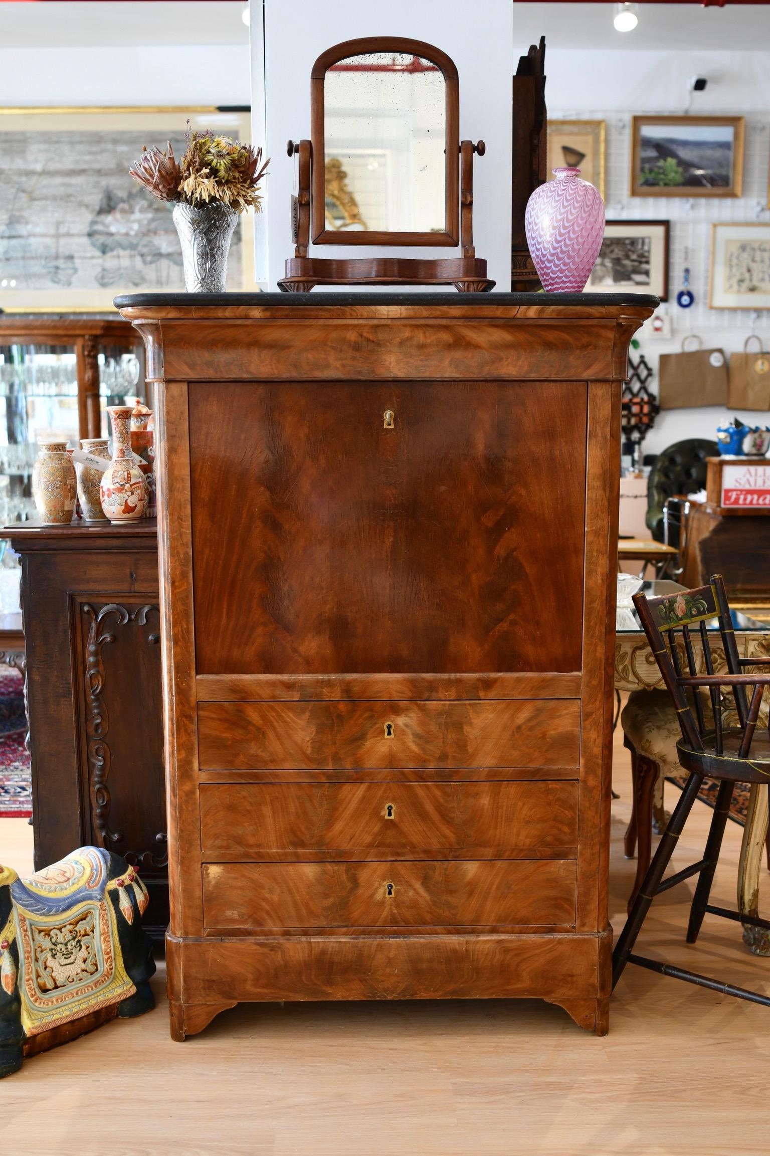 French Empire Mahogany Secretaire Abattant 4