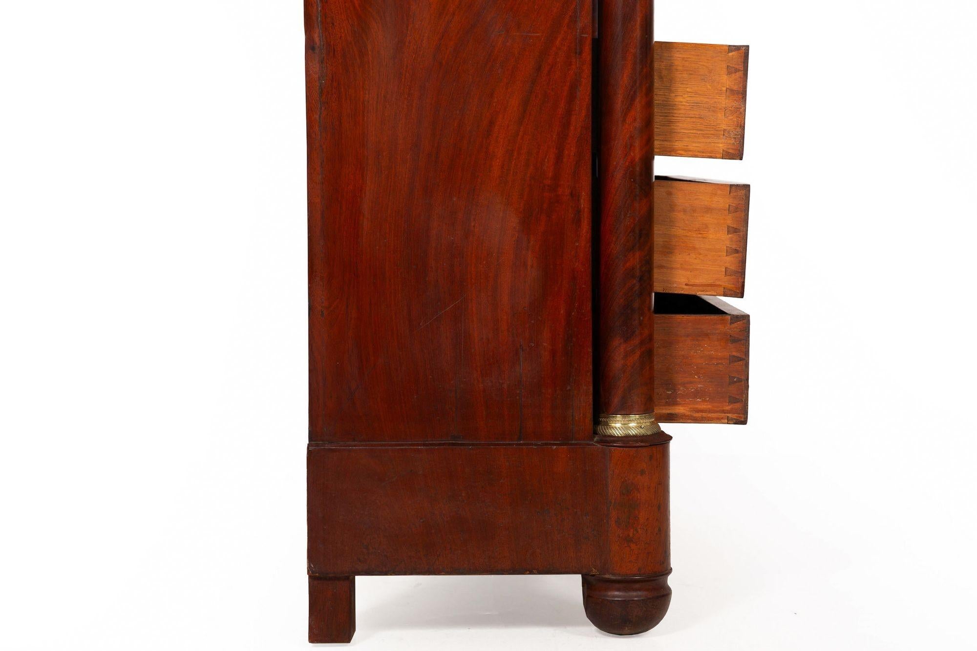 French Empire Mahogany Secretary Desk Cabinet with Drawers ca. 1830 5