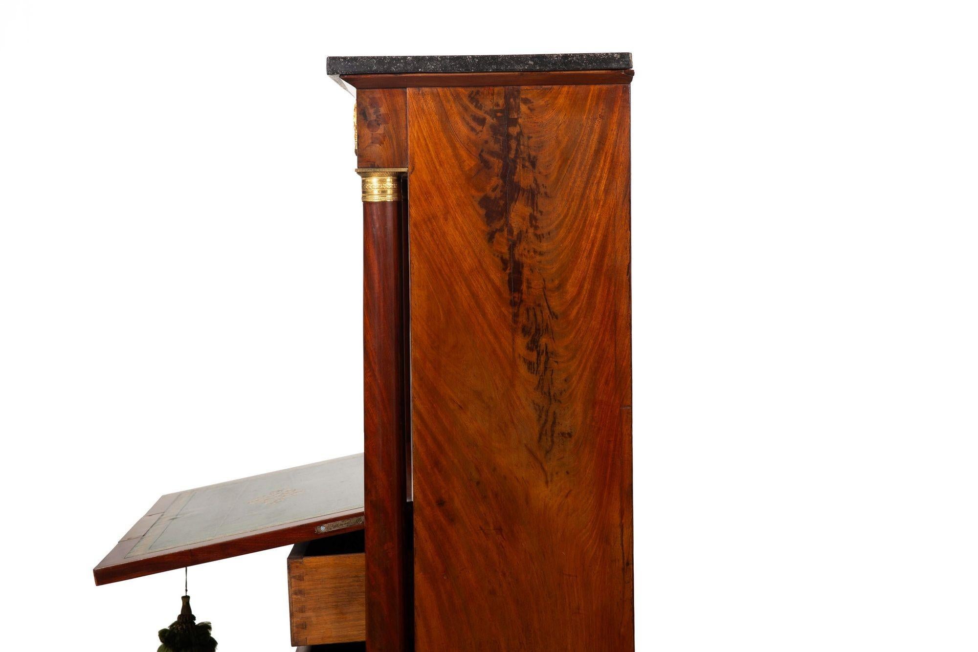 French Empire Mahogany Secretary Desk Cabinet with Drawers ca. 1830 6